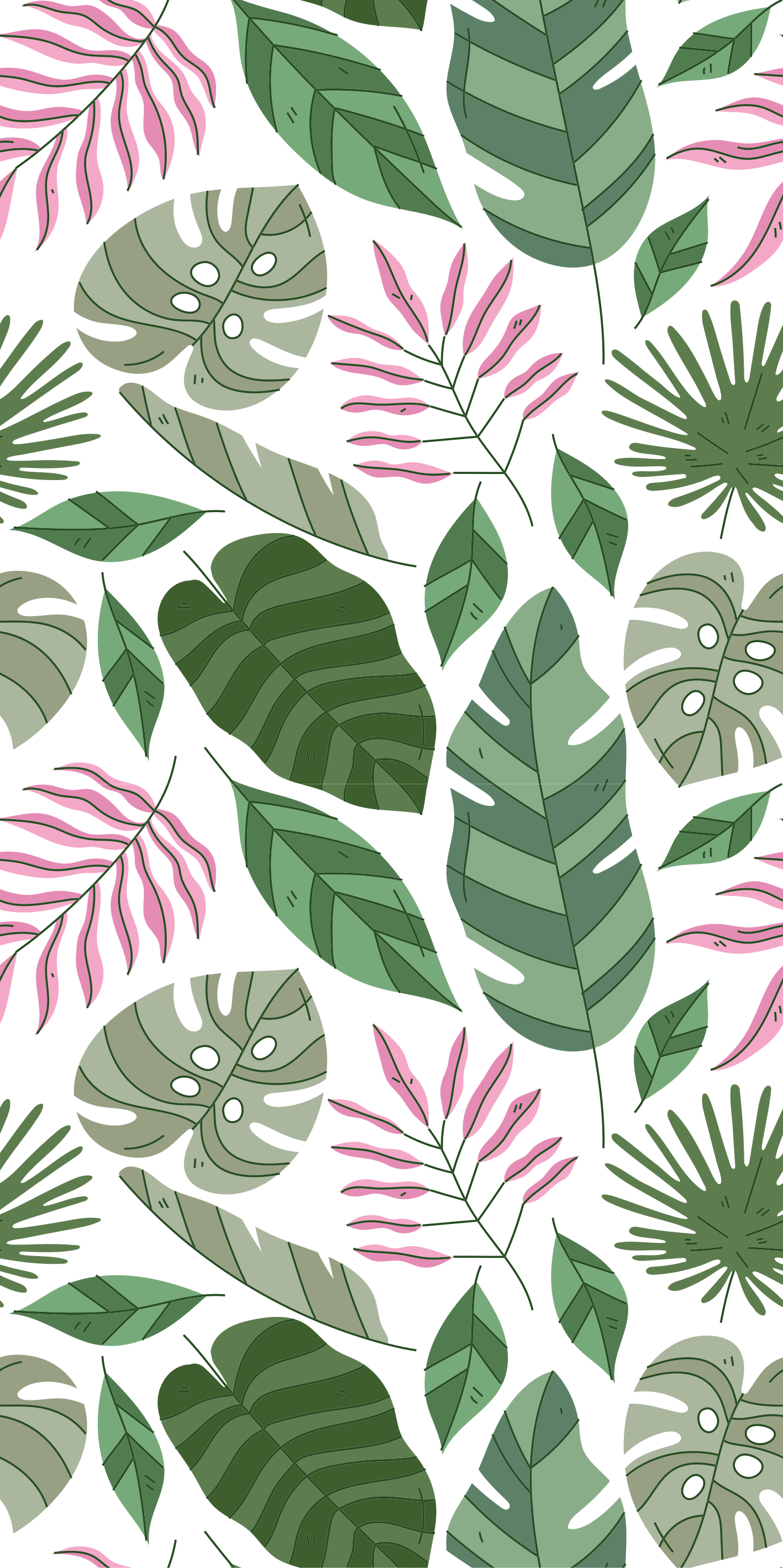 Tapete vinílico flores e plantas jardim tropical minimalista - TenStickers