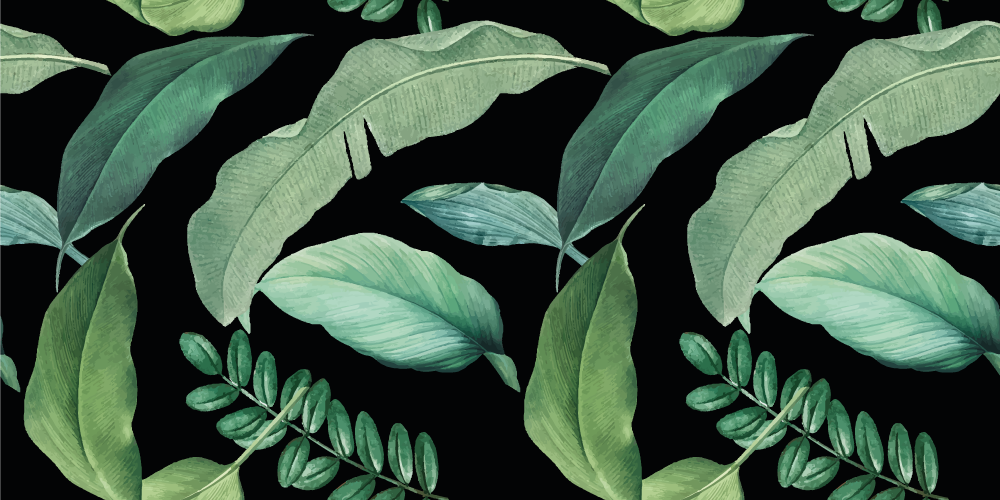 Tapete vinílico flores e plantas folhas cinzas noturnas - TenStickers