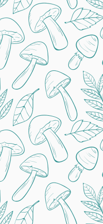 Tapete vinílico flores e plantas padrão cogumelos azul claro - TenStickers