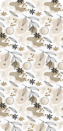 Tapete vinílico flores e plantas padrão folhas rosa e bege - TenStickers