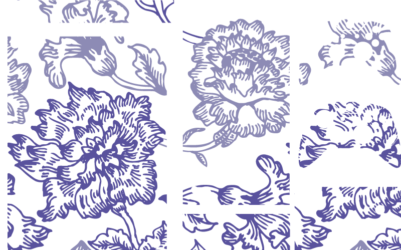 Tapete vinílico flores e plantas padrão floral suave roxo - TenStickers