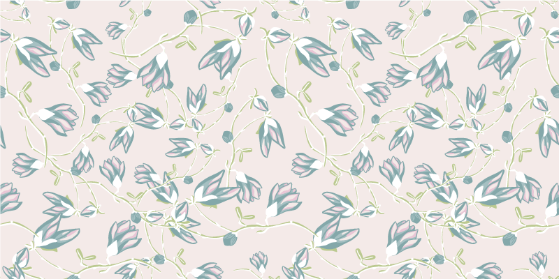 Tapete vinílico flores e plantas padrão de folhas e flores - TenStickers