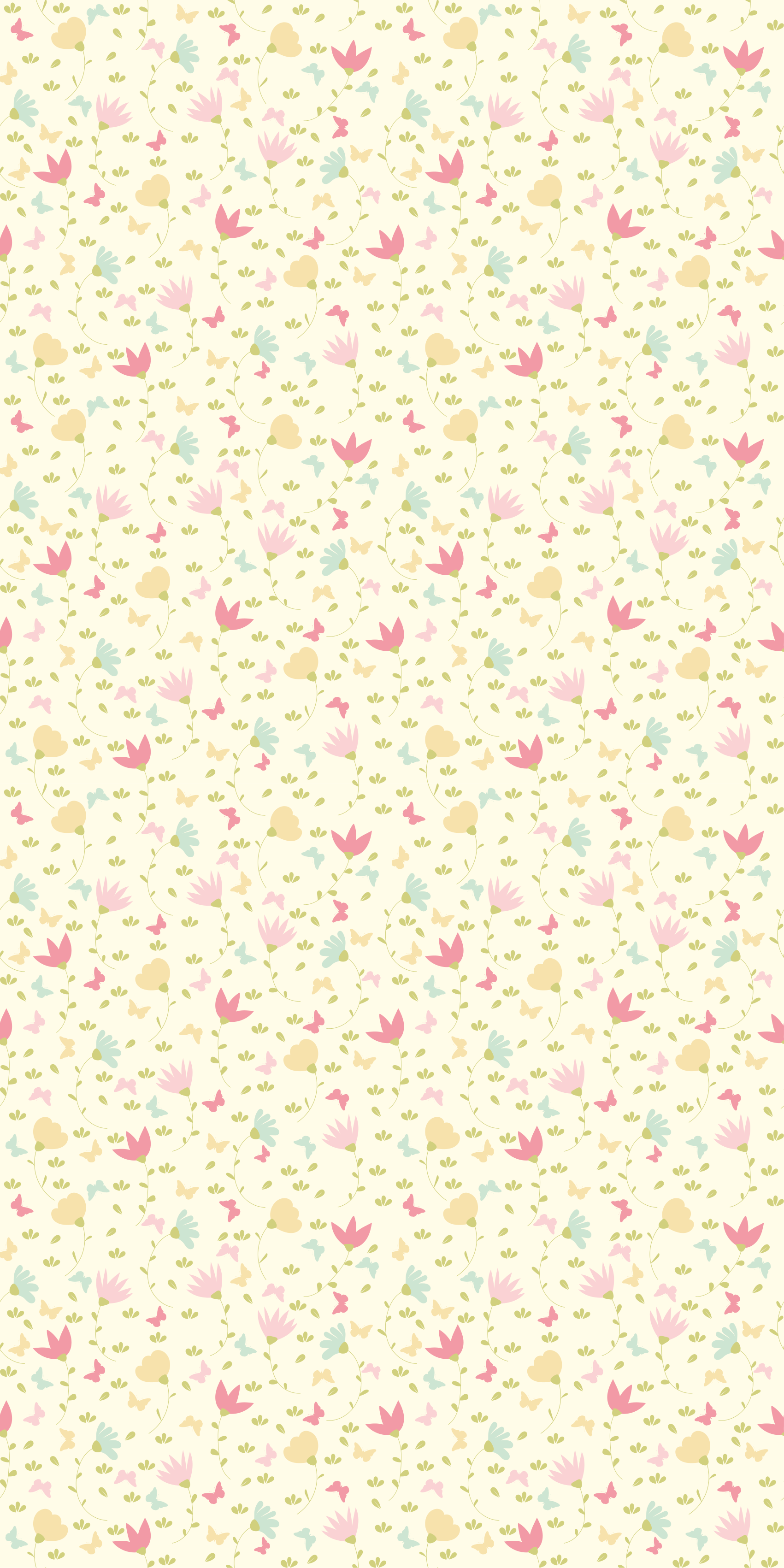 Tapete vinílico flores e plantas borboletas e flores - TenStickers