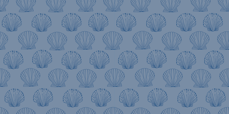 Tapete vinílico flores e plantas padrão conchas - TenStickers