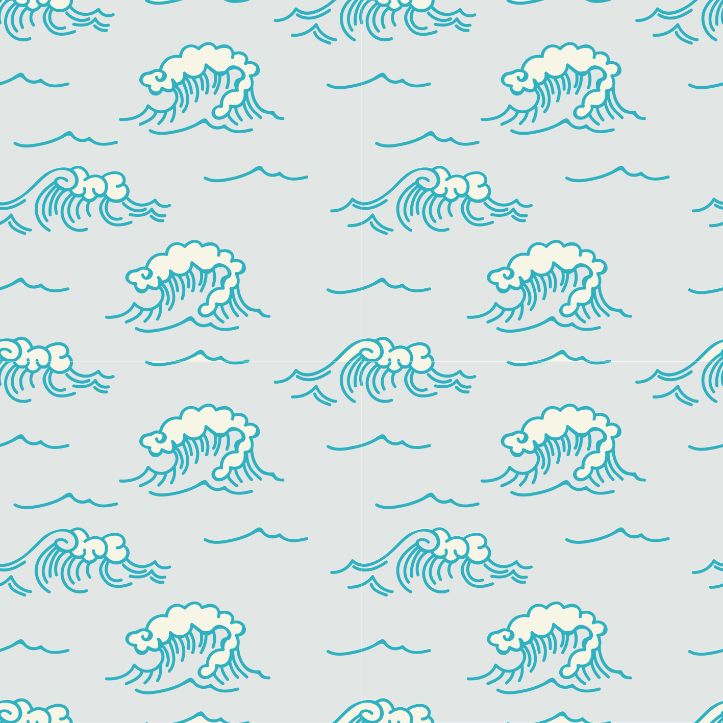 Tapete vinílico flores e plantas com design de ondas - TenStickers