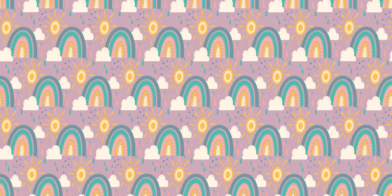 Tapete vinílico flores e plantas arco-íris brincalhão - TenStickers