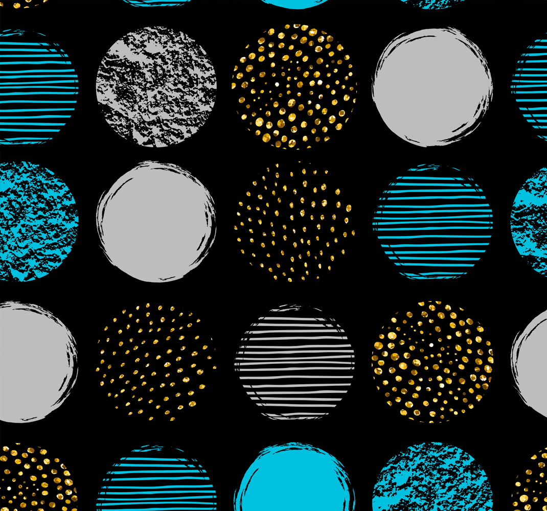 Tapete vinílico geométricas com padrão em fundo preto - TenStickers