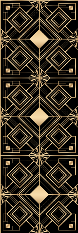 Tapete vinílico geométricas padrão deco preto e dourado - TenStickers
