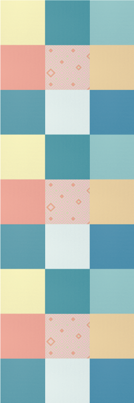 Tapete vinílico geométricas padrão patchwork colorido retro - TenStickers