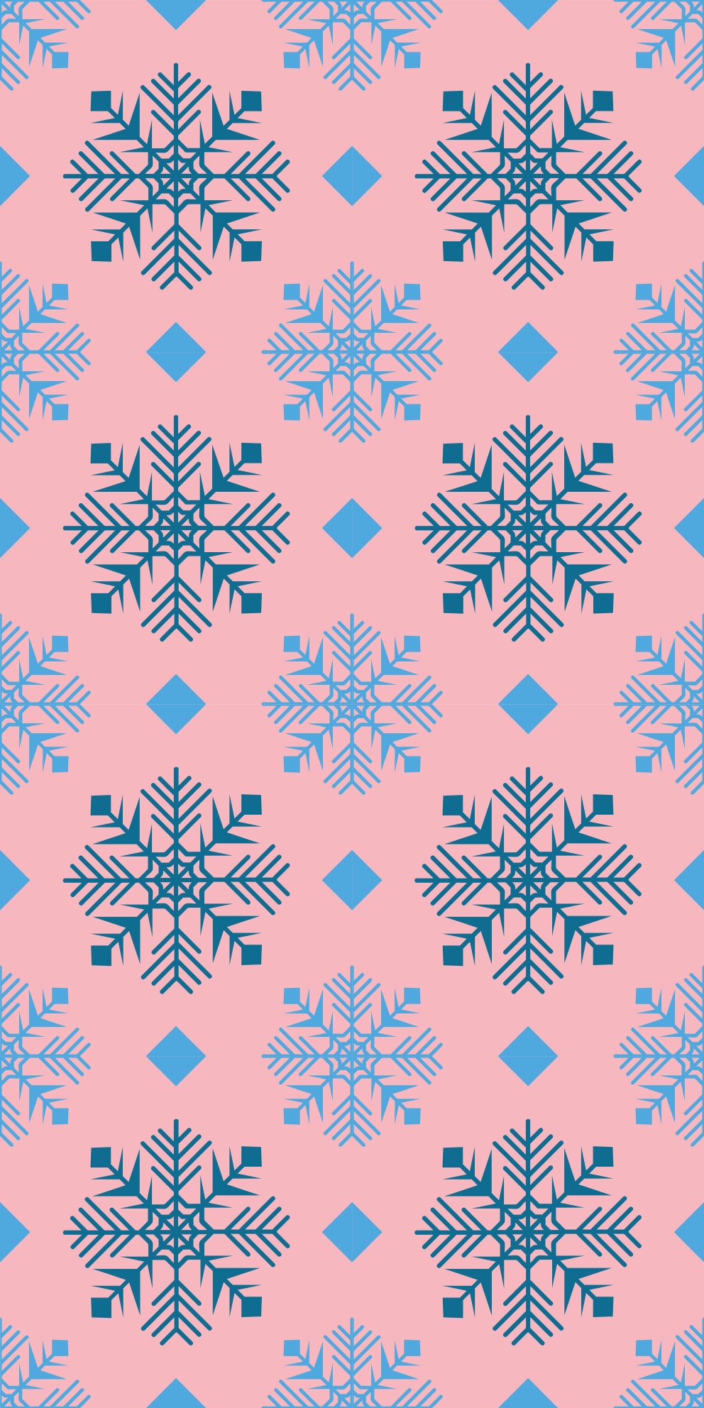 Tapete vinílico do natal com padrão de flocos rosa e azul - TenStickers