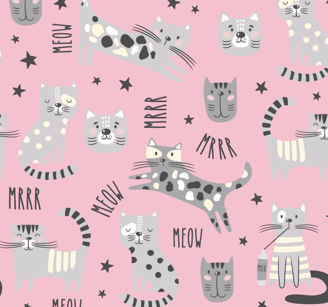 Tapete vinílico quarto gatos estilosos - TenStickers