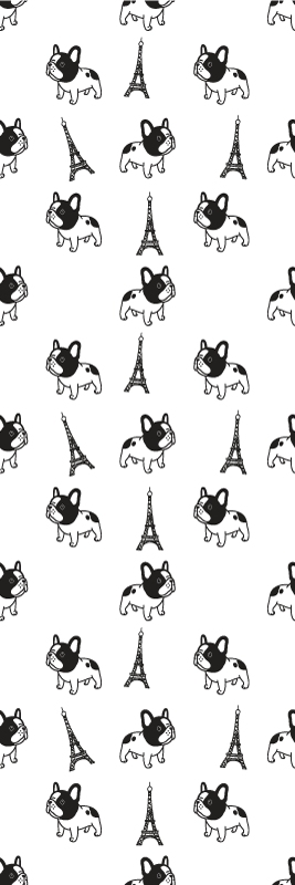 Tapete vinílico quarto bulldog francês em paris - TenStickers