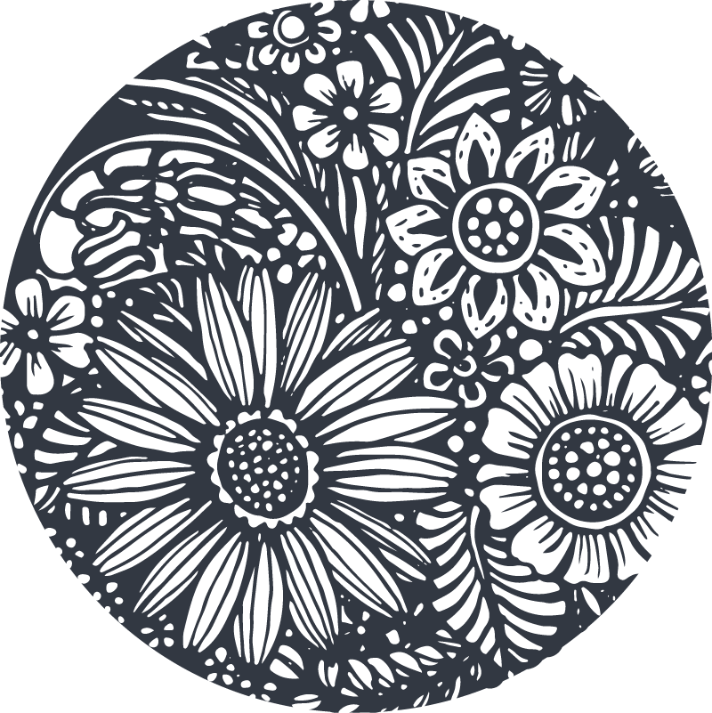 Tapete vinílico natureza padrão floral circular - TenStickers