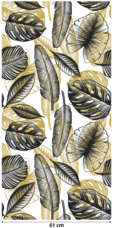 Tapete vinílico flores e plantas tropicais elegantes - TenStickers