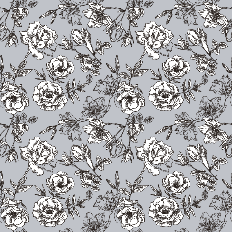 Tapete vinílico flores e plantas flores translúcidas - TenStickers