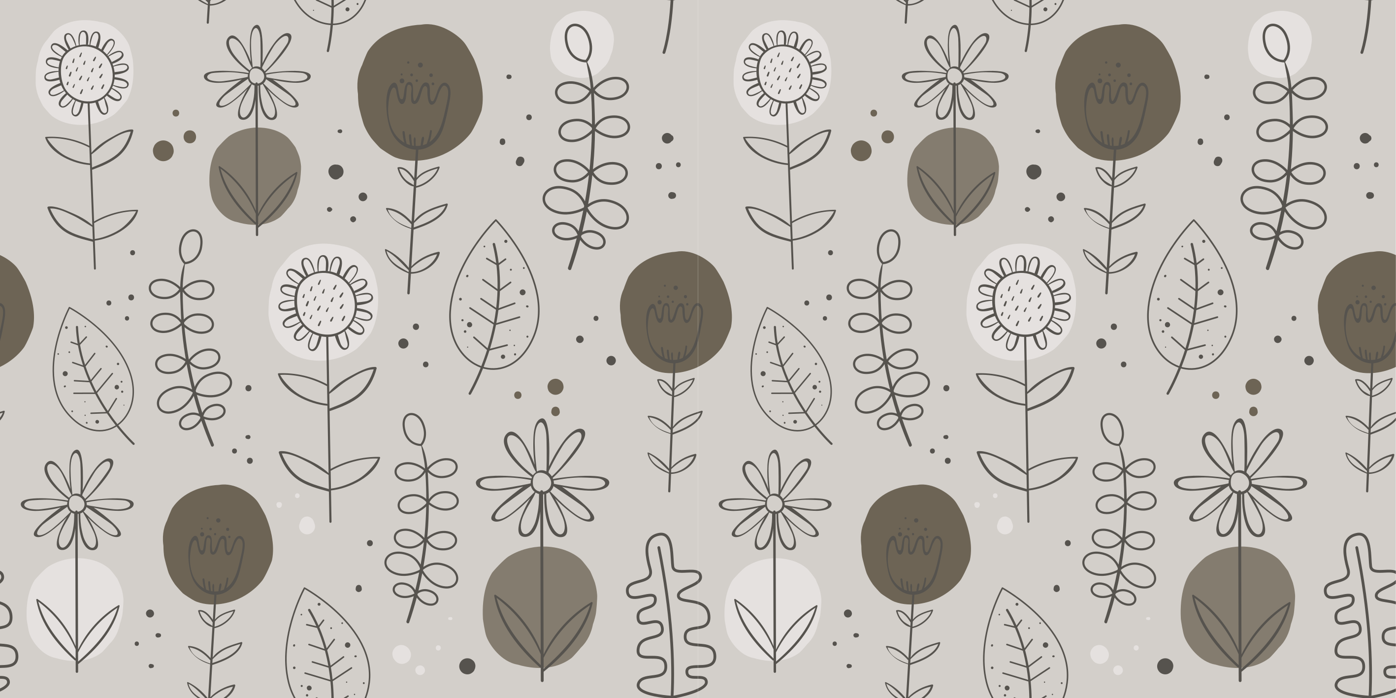 Tapete vinílico flores e plantas em cores naturais - TenStickers