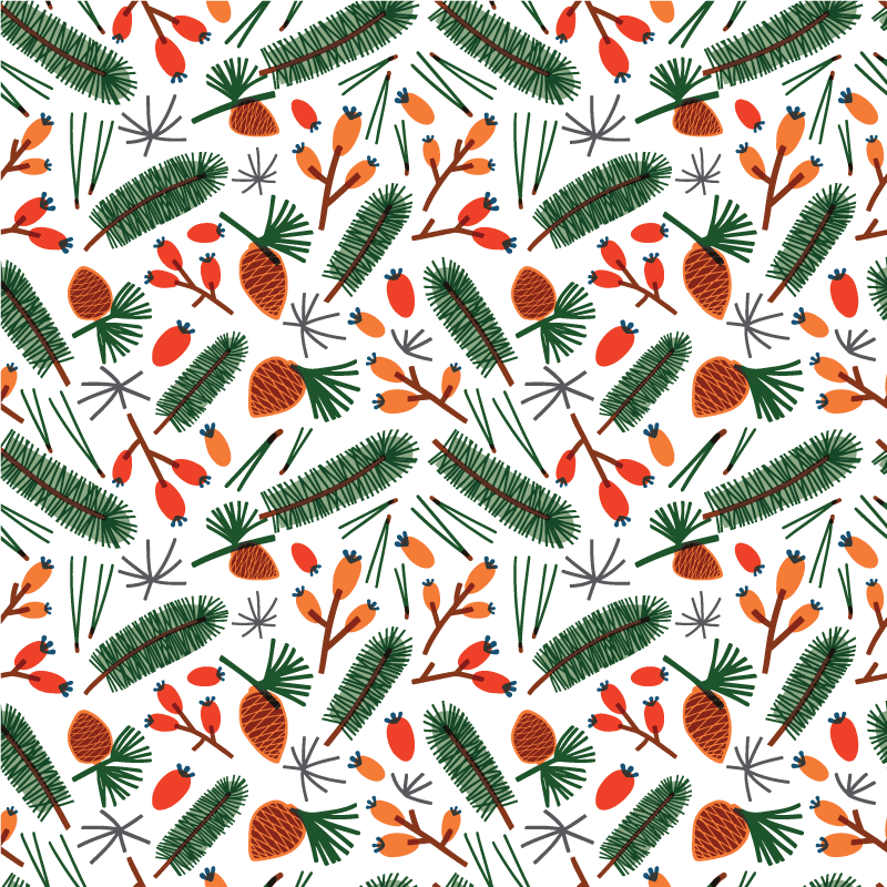 Tapete vinílico flores e plantas padrão folhas de outono - TenStickers