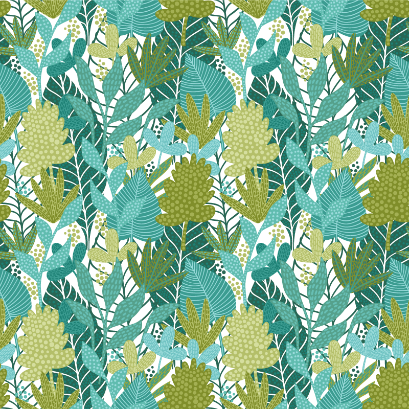 Tapete vinílico flores e plantas com design de folhas boho - TenStickers