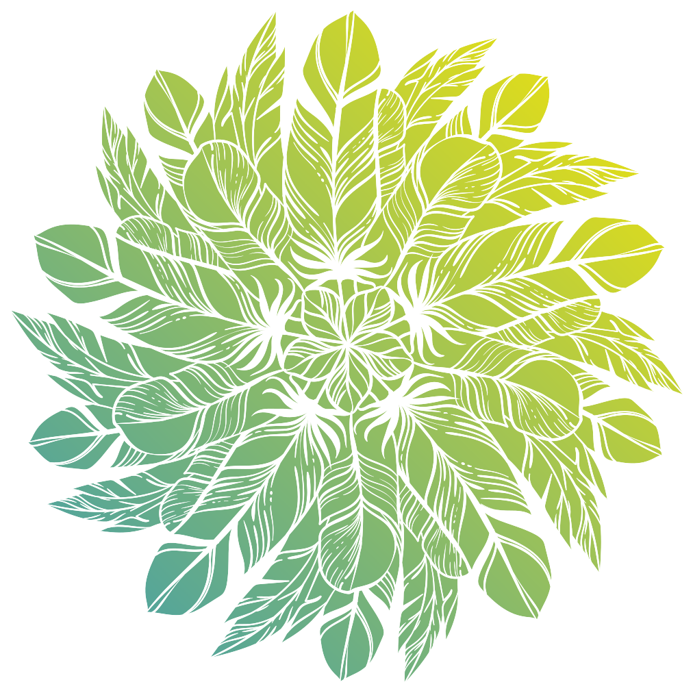 Tapete vinílico flores e plantas padrão circular folhagem - TenStickers