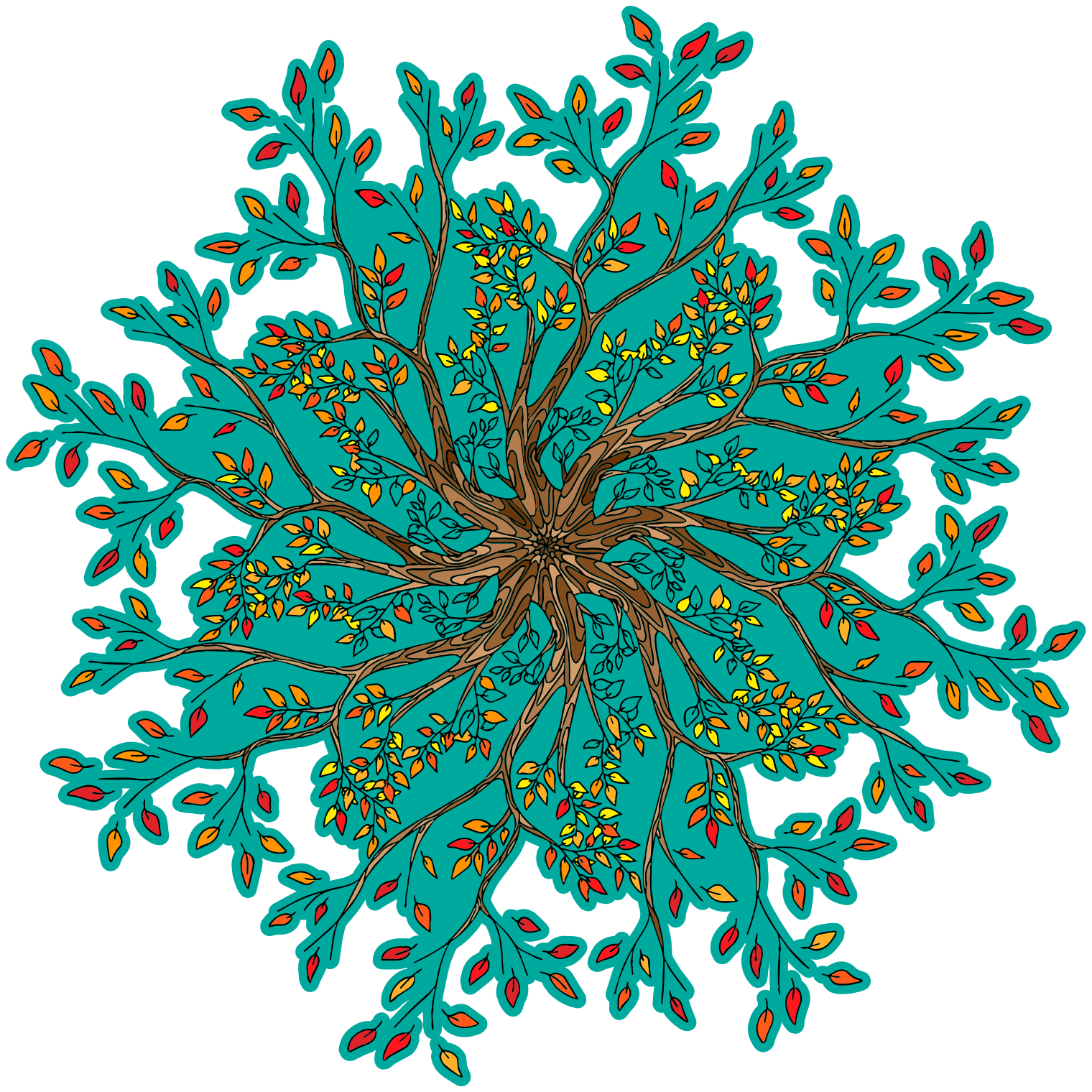 Tapete vinílico flores e plantas conceito Árvore vibrante - TenStickers