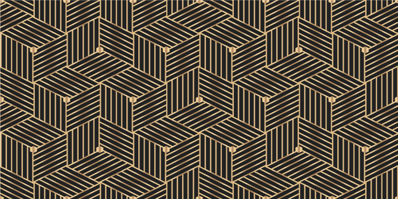 Tapete vinílico geométricas padrão decorativo dourado - TenStickers