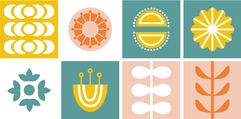 Tapete vinílico geométricas estilo azulejo norueguês - TenStickers