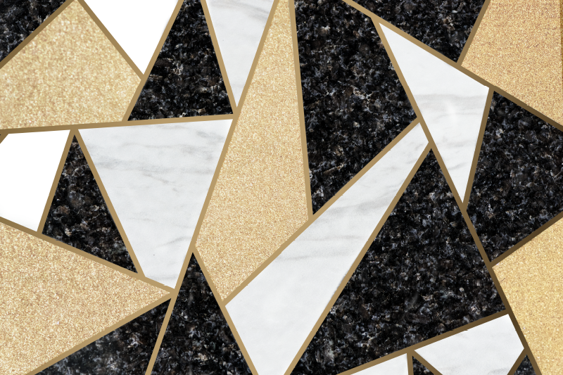 Tapete vinílico geométricas azulejos preto e branco - TenStickers
