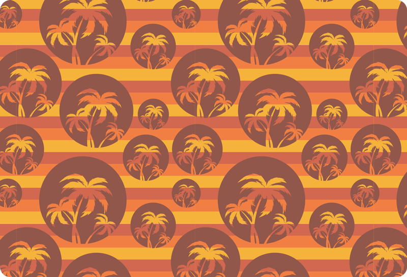 Tapete vinílico geométricas padrão pôr do sol e palmeiras - TenStickers
