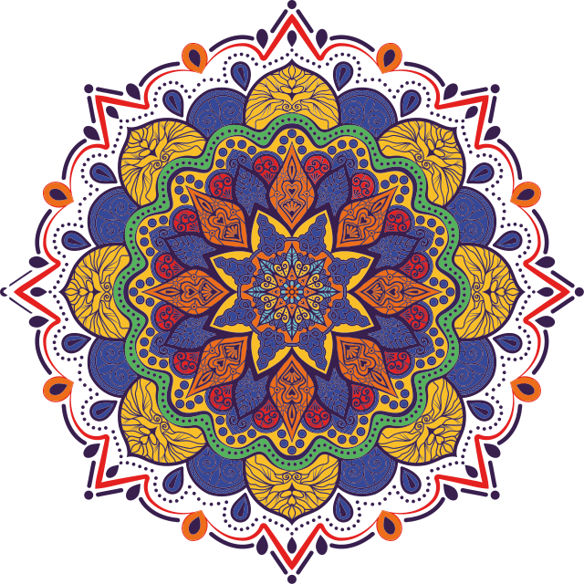 Tapete vinílico geométricas mandala de flores coloridas - TenStickers