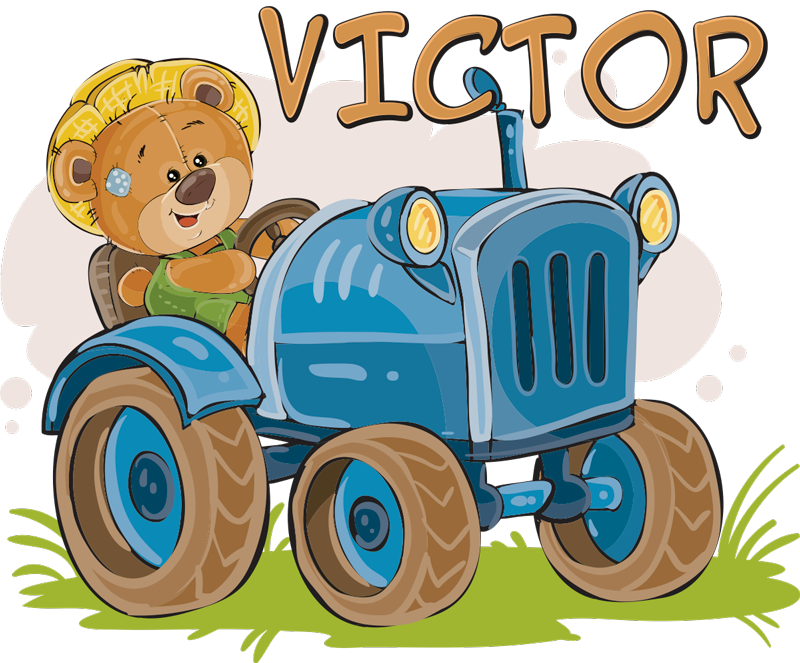 Tapete vinílico criança tractor infantil personalizável - TenStickers