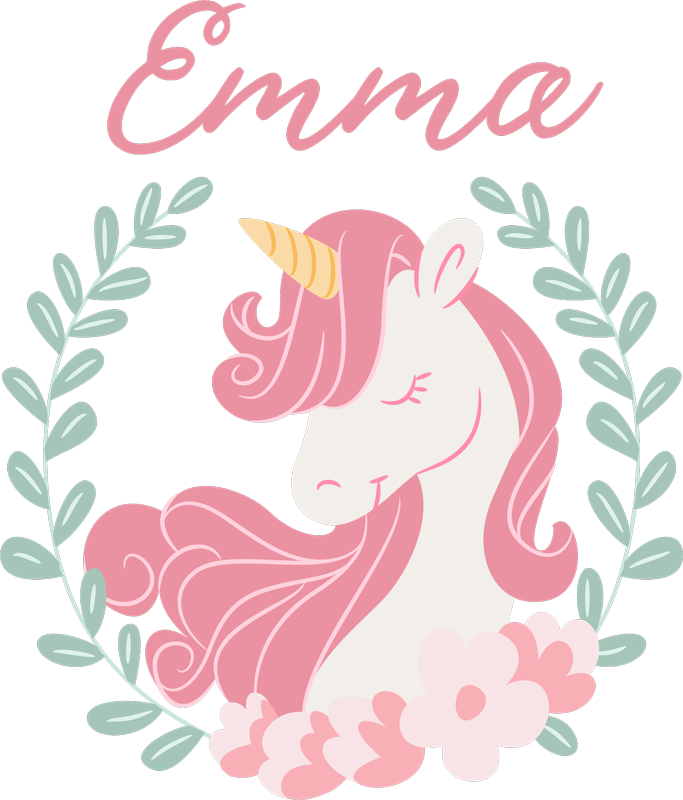 Tapete vinílico criança princesa unicórnio personalizada - TenStickers