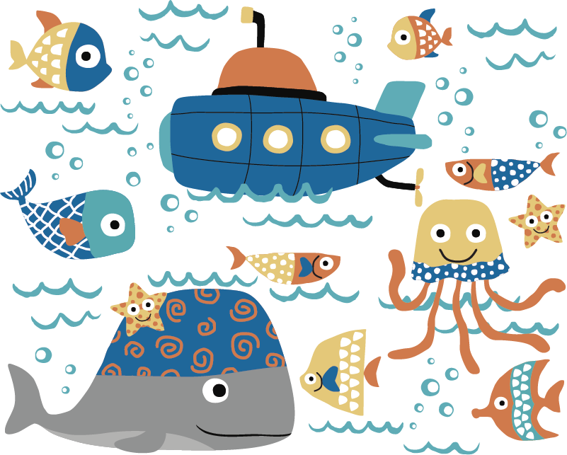 Tapete vinílico criança com motivos marítimos - TenStickers