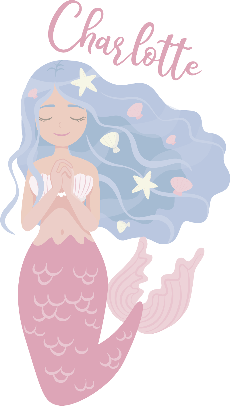 Tapete vinílico criança sereia colorida - TenStickers