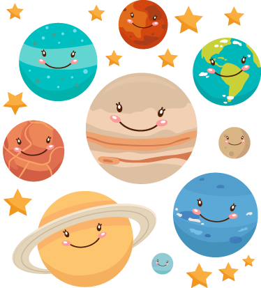 Tapete vinílico criança adesivo planetas sistema solar - TenStickers