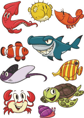 Tapete vinílico criança peixes coloridos - TenStickers
