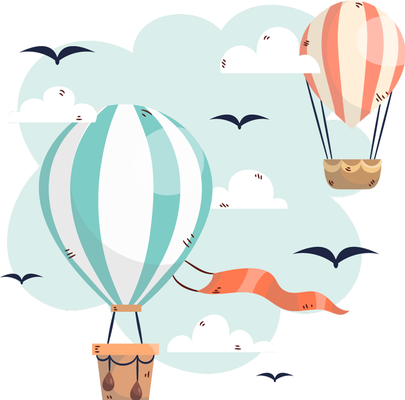 Tapete vinílico criança globos e nuvens - TenStickers