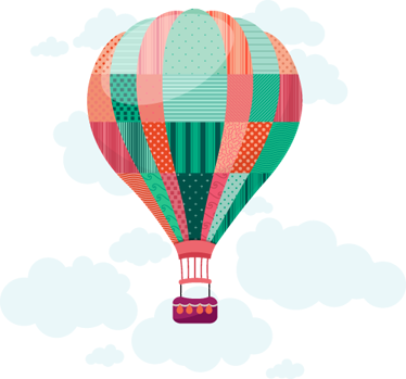 Tapete vinílico criança balão de ar quente patchwork - TenStickers