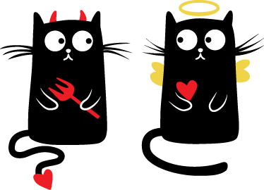 Tapete vinílico criança gato bom e mau - TenStickers