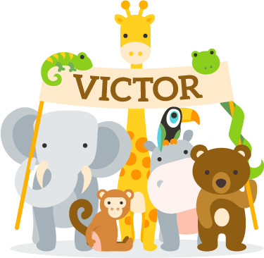 Tapete vinílico criança animais acolhedores com nome - TenStickers