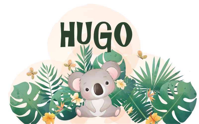 Tapete vinílico criança urso-coala fofo com nome - TenStickers
