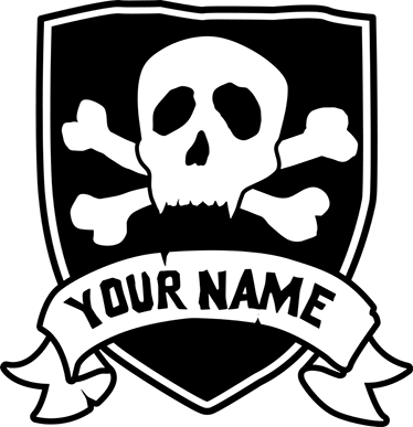 Tapete vinílico criança caveira pirata com nome - TenStickers
