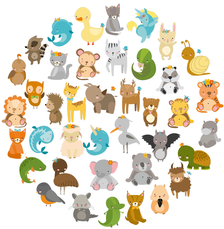 Tapete vinílico criança meus animais do zoológico - TenStickers