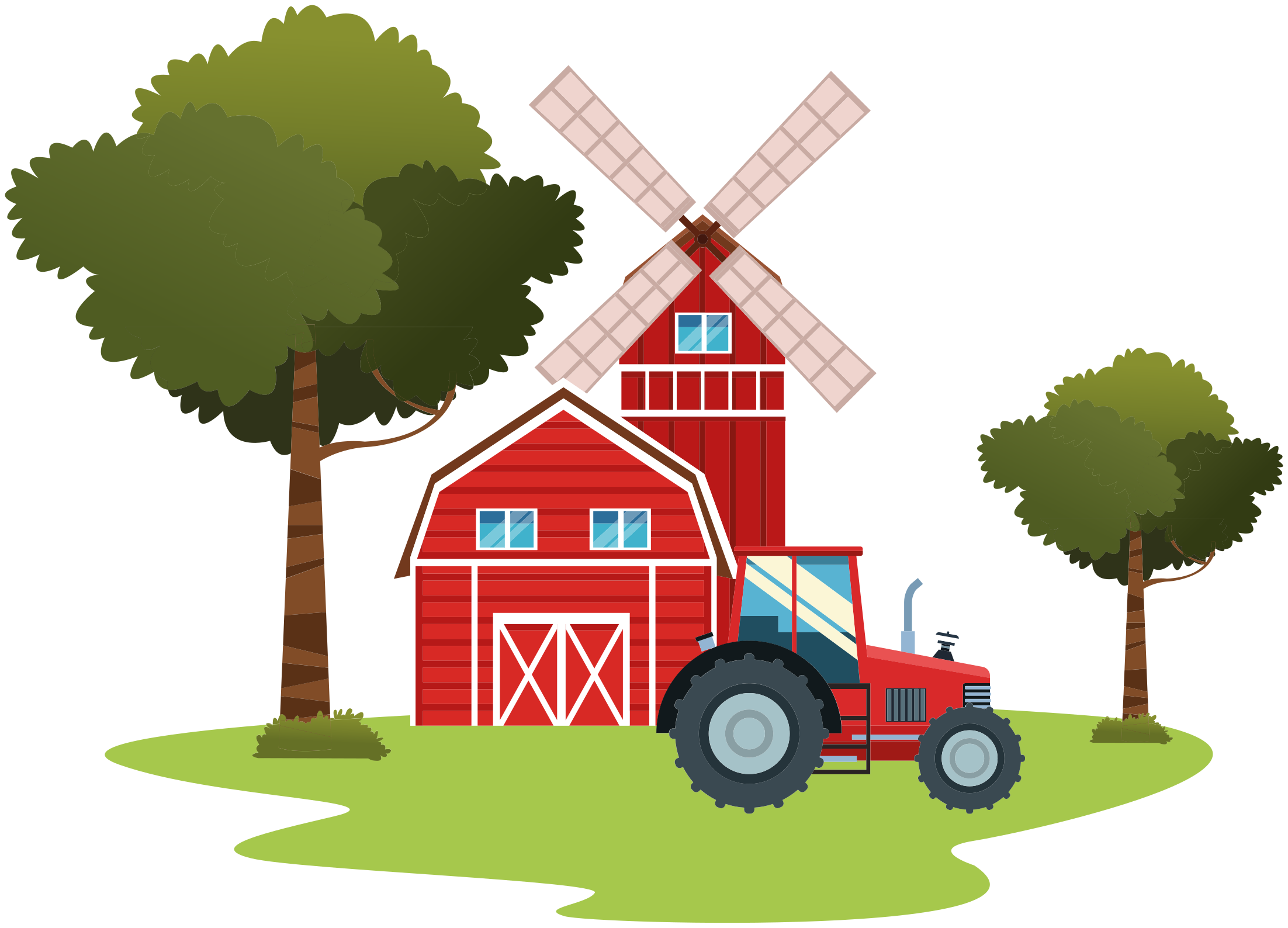 Tapete vinílico criança tratores e árvores - TenStickers