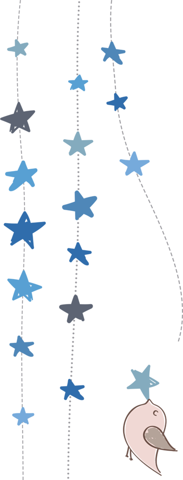 Tapete vinílico criança estrelas azuis e passarinho - TenStickers