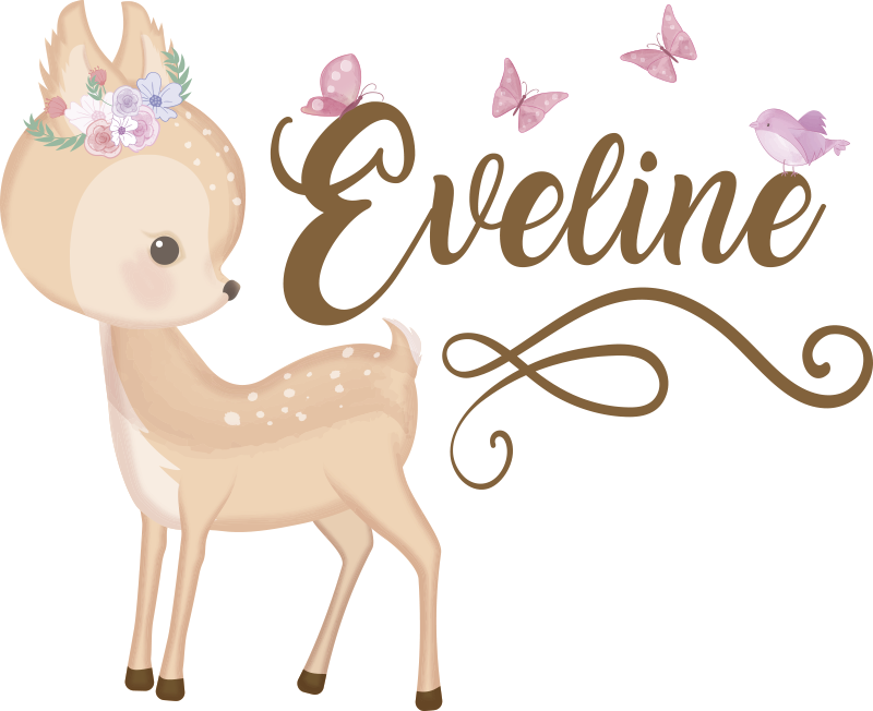 Tapete vinílico criança adesivo de cervo personalizado - TenStickers
