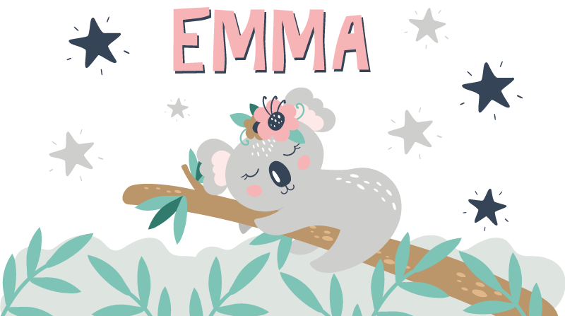 Tapete vinílico criança com koala fofinho personalizado - TenStickers