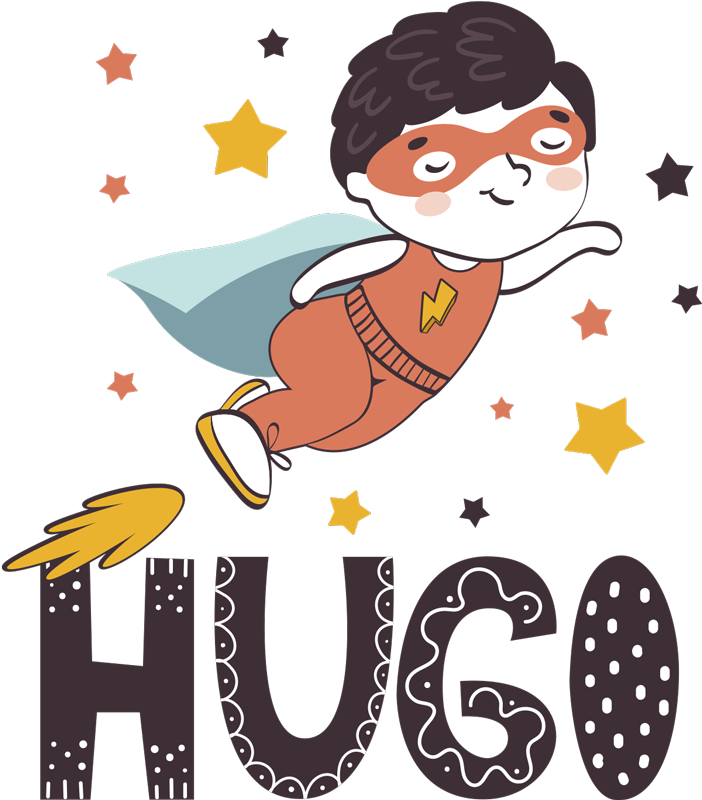 Tapete vinílico criança super-herói nome personalizável - TenStickers