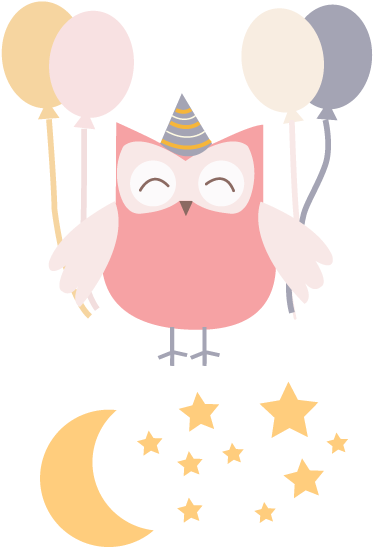 Tapete vinílico criança coruja festeira - TenStickers