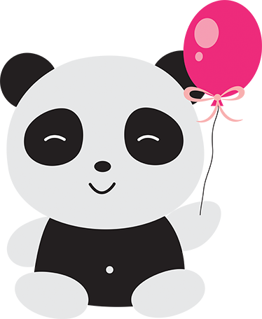 Tapete vinílico criança panda com balão rosa - TenStickers
