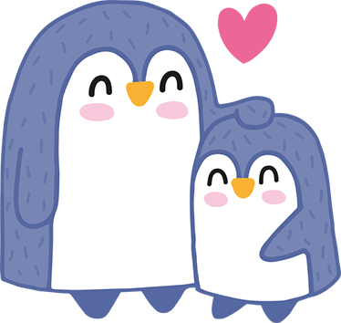Tapete vinílico criança pinguim mãe e filhote - TenStickers